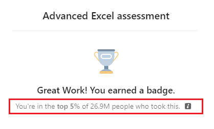 Excel Assessment on LinkedIn